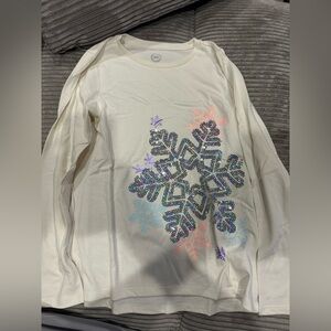 Wonder Nation White Sequin Snowflake Shirt